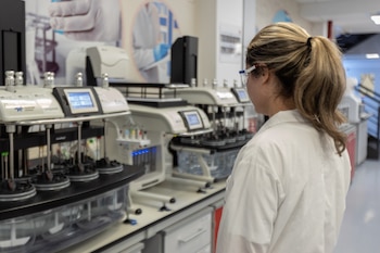 Una mujer trabajando en una