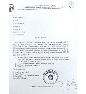 La salud del periodista Centeno