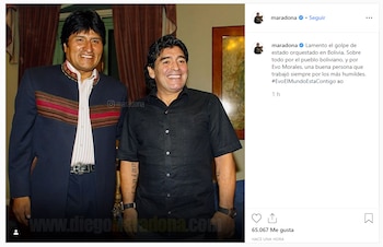 El mensaje de apoyo de Diego Maradona a Evo Morales