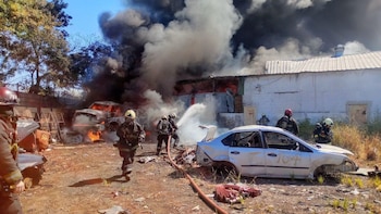 Impresionante incendio en un predio