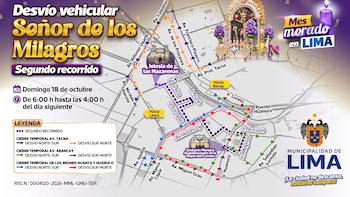 Señor de los Milagros en Lima: calles cerradas y rutas alternas por las procesiones del domingo 18 y lunes 19 de octubre