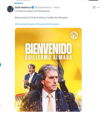 Guillermo Almada se convirtió en el nuevo DT de América (X/ @ClubAmerica)