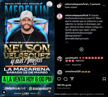 En redes sociales, el cantante