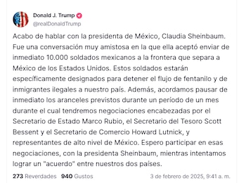 Donald Trump confirma pausa en