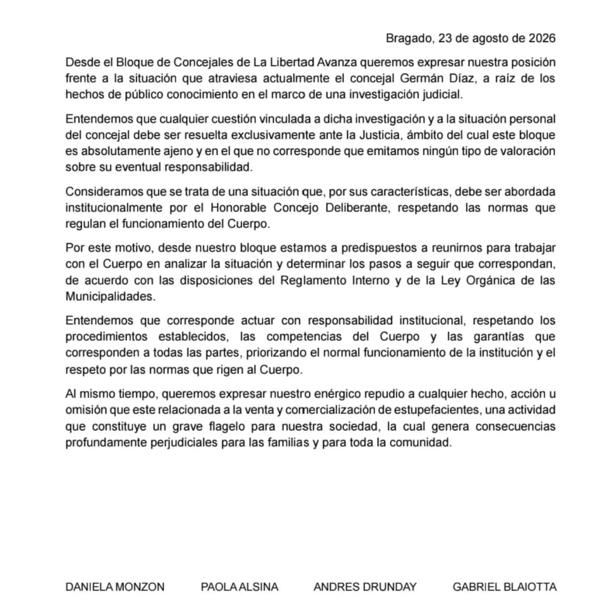 “Cualquier cuestión vinculada a dicha investigación y a la situación personal del concejal debe ser resuelta exclusivamente ante la Justicia”, expresó Daniela Monzón (Instagram/@danielaguillerminamonzon)