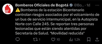 Accidente en la Autopista Norte