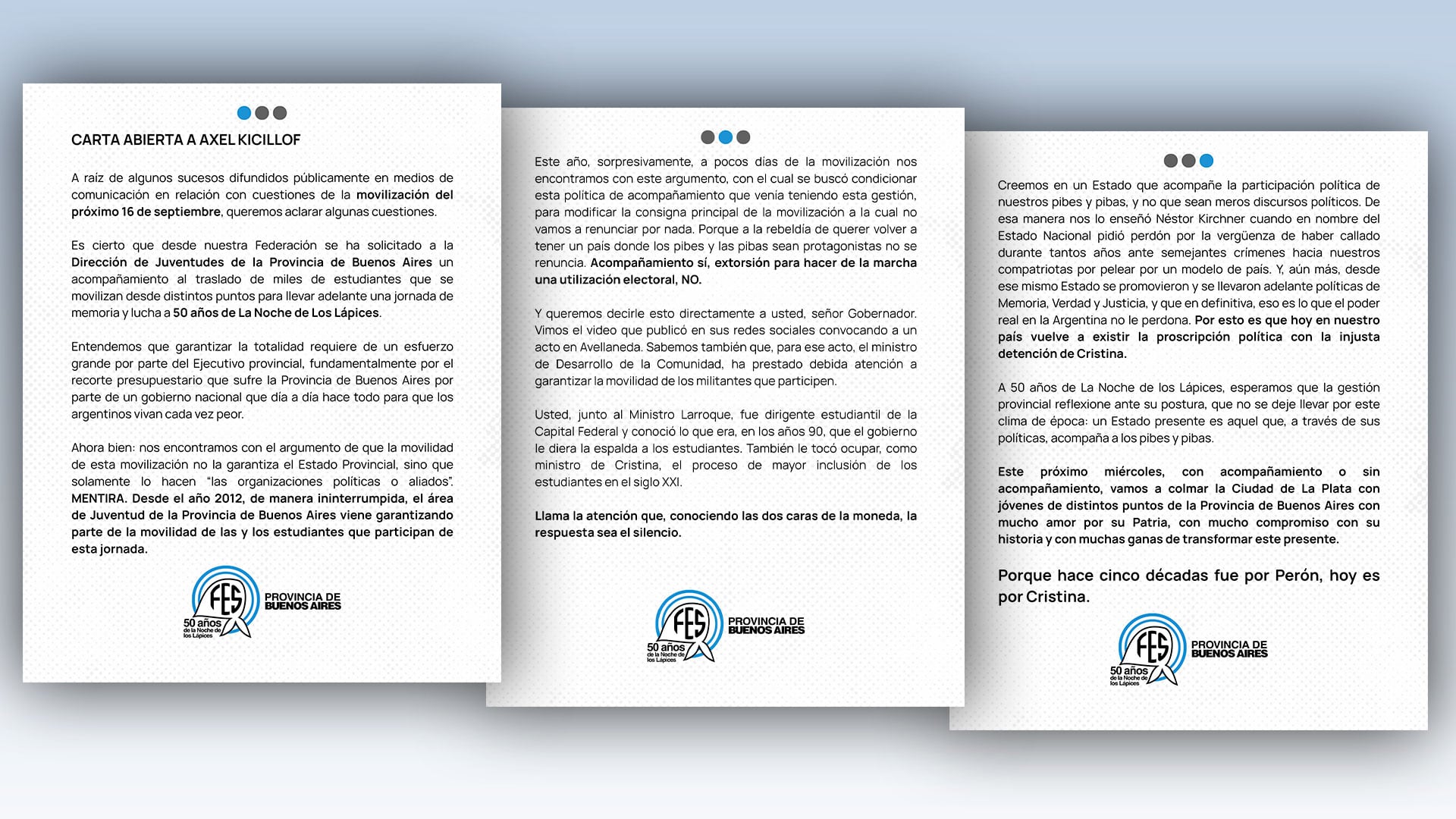 Carta abierta a Axel Kicillof de la Federación de Estudiantes Secundarios