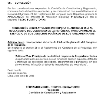 Predictamen para que congresistas puedan