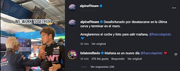 La publicación de Alpine y el comentario de Briatore para respaldar a Colapinto