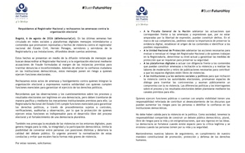 Defensoría del Pueblo salió en respaldo del Registrador Nacional