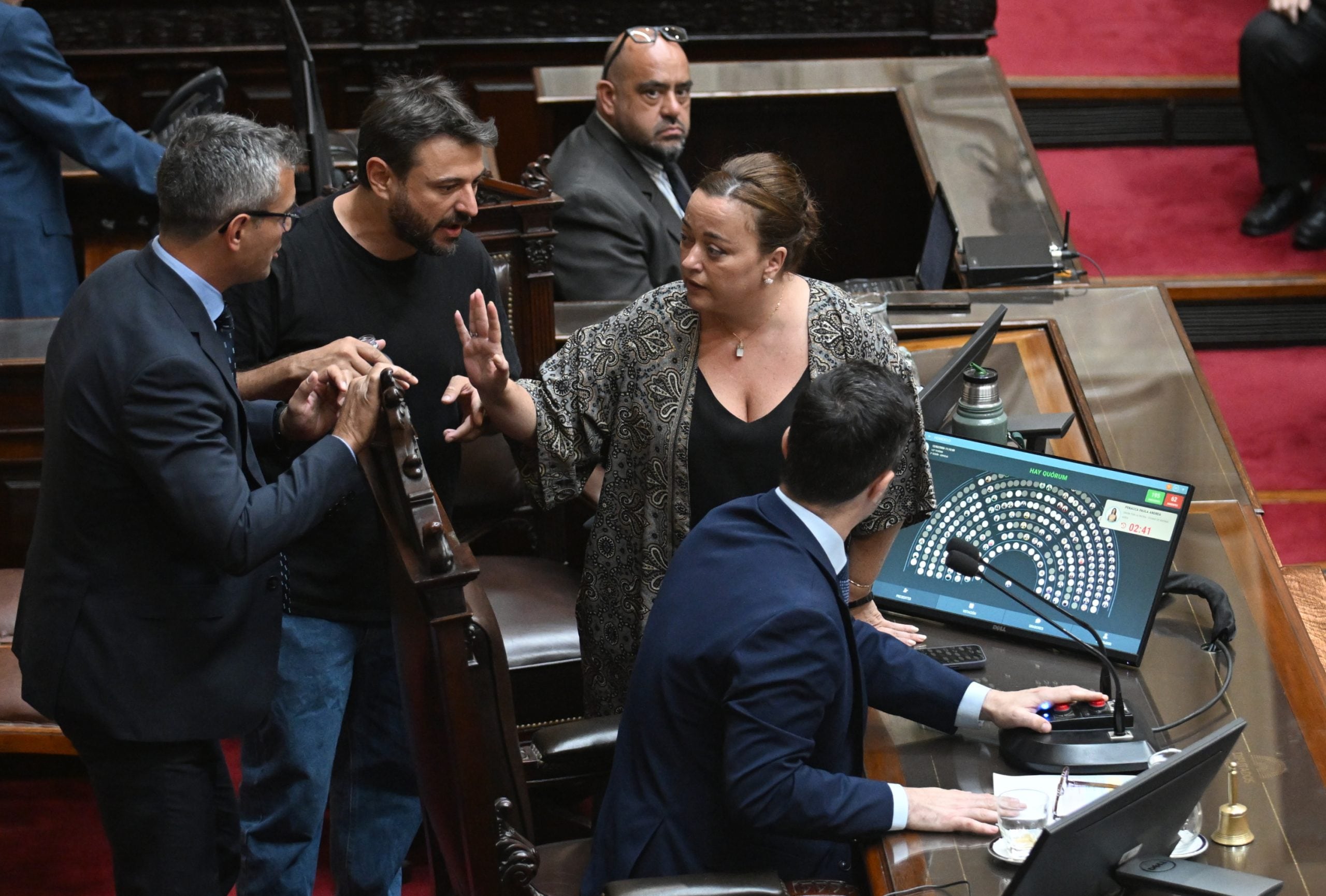 Cecilia Moreau, Juan Grabois, Martín Menem y Luis Petri en la Cámara de Diputados