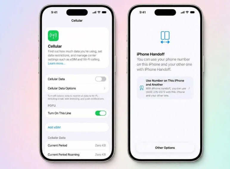 iPhone Handoff es la nueva función que habrá en iOS 27 para que dos iPhone puedan compatir un mismo número.