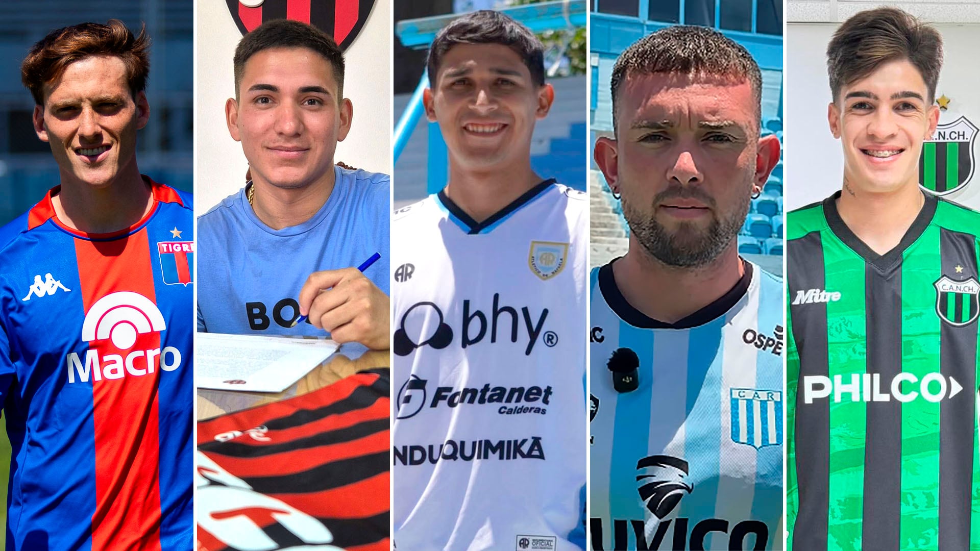 Jabes Saralegui, Nahuel Genez, Agustín Obando, Gabriel Aranda y Gabriel Vega