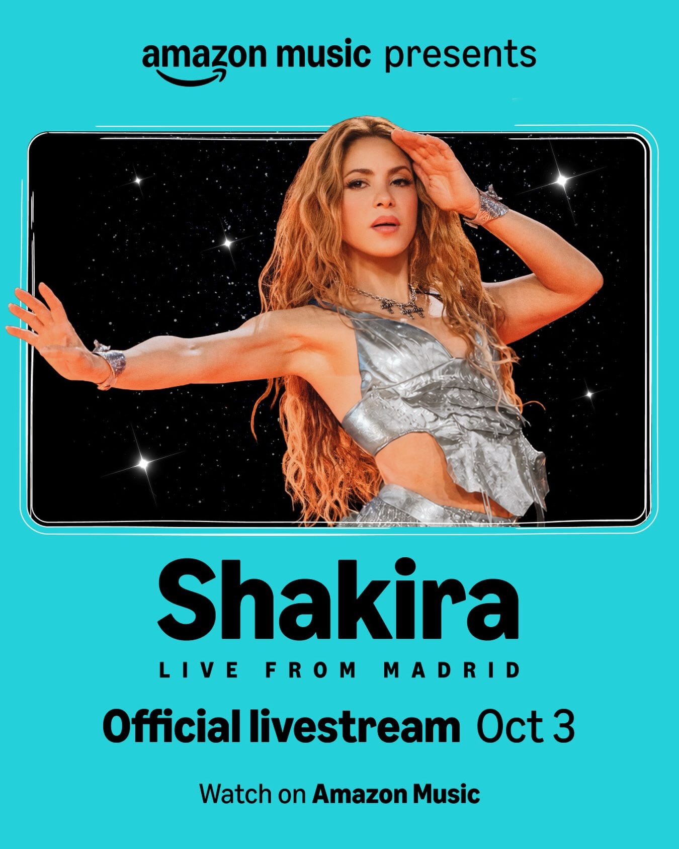 Amazon Music anunció la transmisión en directo del concierto de la cantante Shakira desde Madrid programado para el 3 de octubre. (Foto: Instagram)