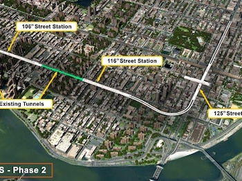 La segunda fase del Second Avenue Subway llevará la línea Q hasta East Harlem y permitirá conexiones con las líneas 4, 5 y 6 y con Metro-North.