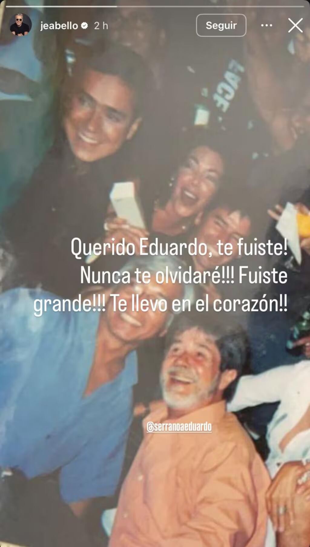 Profundo mensaje del actor colombiano a Eduardo Serrano - crédito @jeabello / IG