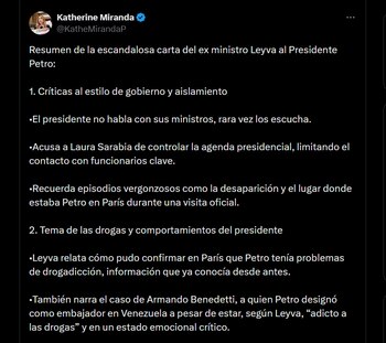 Reacción de Katherine Miranda sobre