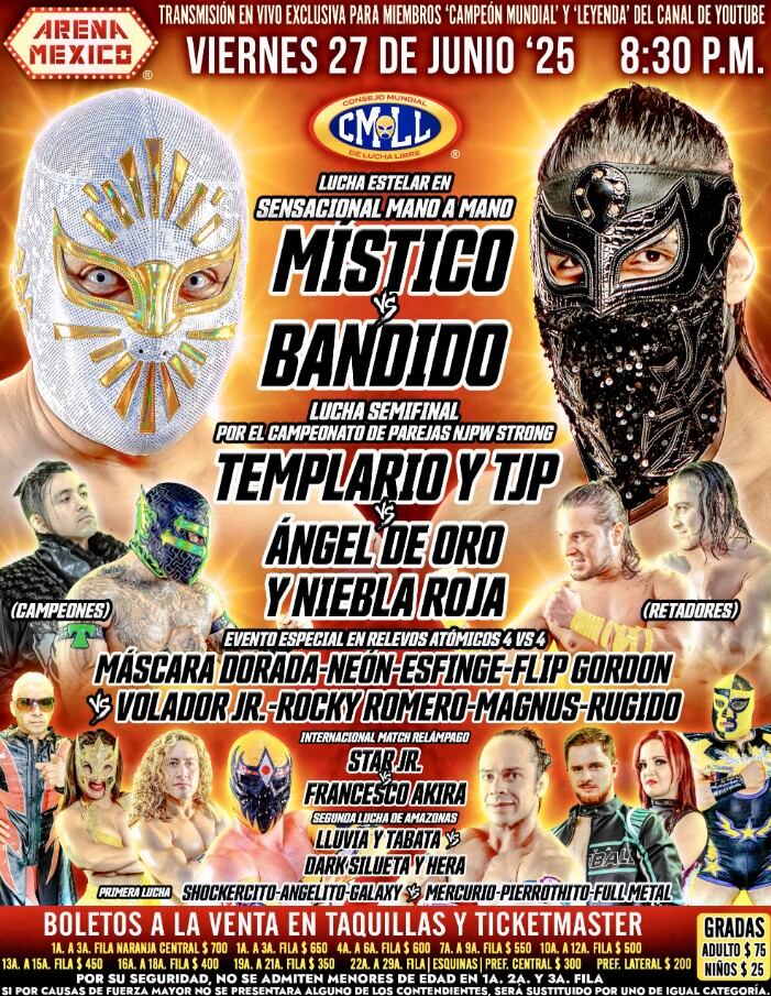 Cartelera CMLL Viernes 27 de junio