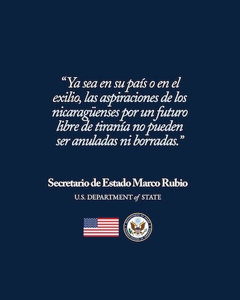 El secretario de Estado afirmó que el anhelo de vivir sin tiranía sigue vigente dentro del país y entre quienes están en el exilio, durante un mensaje por la conmemoración patria (Publicación del Departamento de Estado)