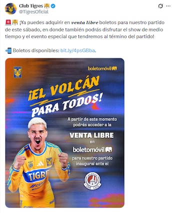 Los boletos para el encuentro y el concierto ya están a la venta. (X/ @TigresOficial)