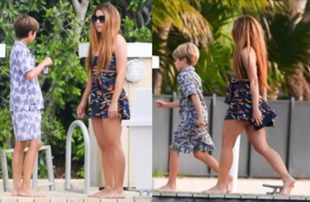 Shakira con sus hijos Milán