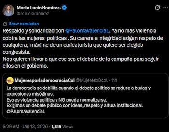 Marta Lucía Ramírez exigió respeto