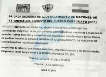 El panfleto encontrado por las