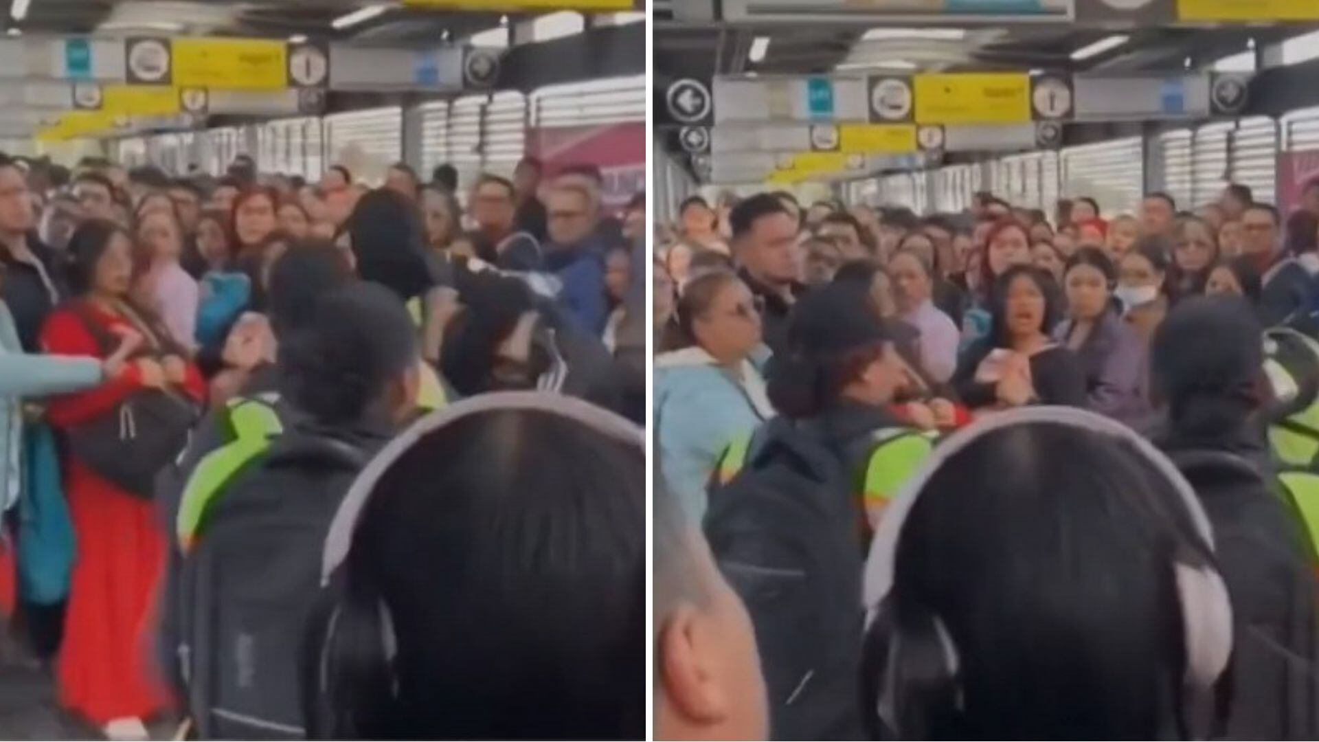 El video de la estación Calle 76 mostró un caso de agresión cuando personal de seguridad de Transmilenio intentó frenar el ingreso de usuarios sin pagar - crédito Captura video Noticias RCN