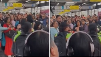 El video de la estación Calle 76 mostró un caso de agresión cuando personal de seguridad de Transmilenio intentó frenar el ingreso de usuarios sin pagar - crédito Captura video Noticias RCN
