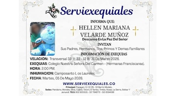 Las exequias de la pequeña Hellen se desarrollará la tarde del martes 5 de mayo de 2026 - crédito Franciscanas Popayán / Facebook