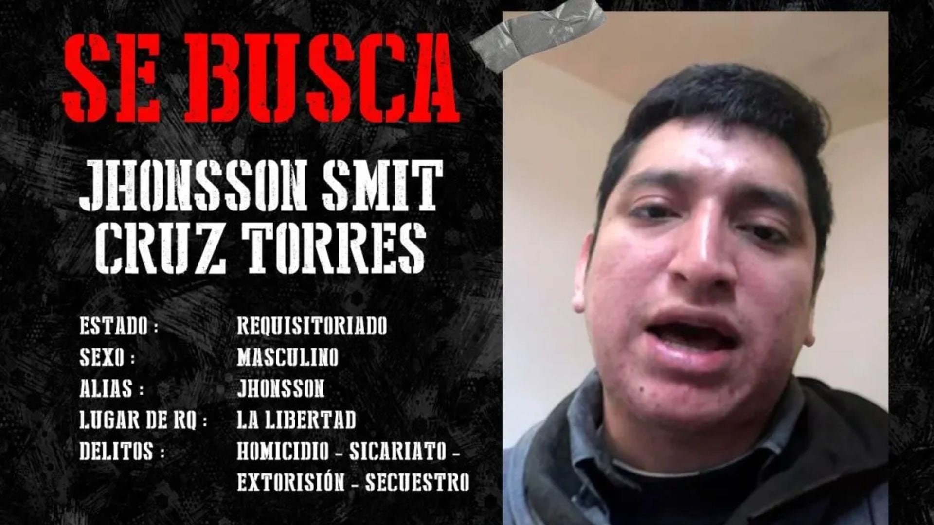 Jhonnson Cruz es sindicado como el número uno de Los Pulpos. Aún se encuentra prófugo de la justicia.