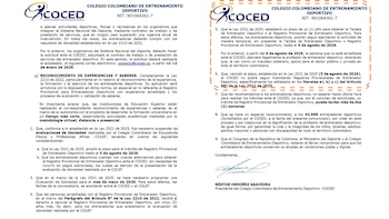 A partir del 6 de agosto de 2026, solo podrán ejercer entrenadores deportivos acreditados con tarjeta profesional o registro provisional en Colombia - crédito @soycoced/ Instagram