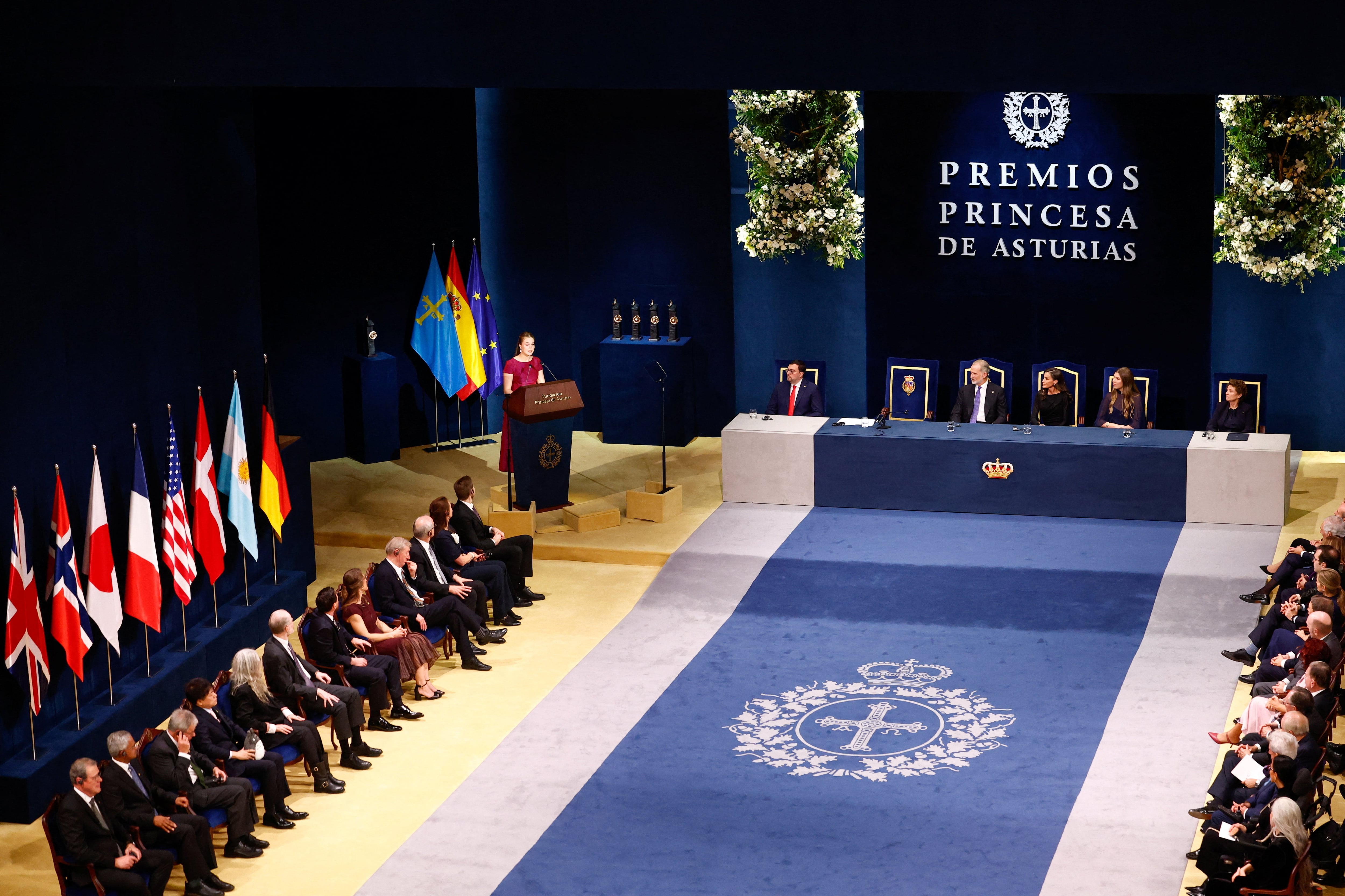 La princesa Leonor durante su discurso en los Premios Princesa de Asturias 2026. (Reauters)