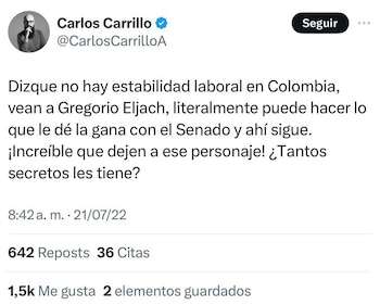 Carlos Carrillo criticó a Gregorio