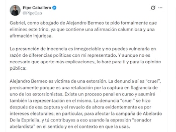 Defensa de Alejandro Bermeo sobre la denuncia que circula en su contra - crédito X