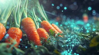 Campo de zanahorias beneficiándose de