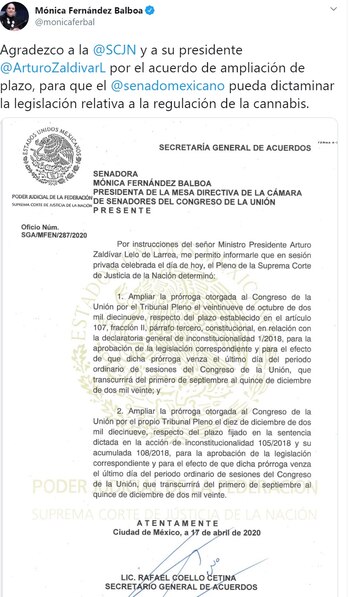 Oficio de aplazamiento de regulación