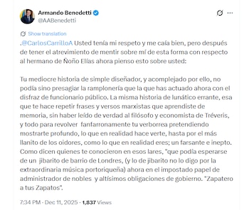 El ministro Benedetti calificó como