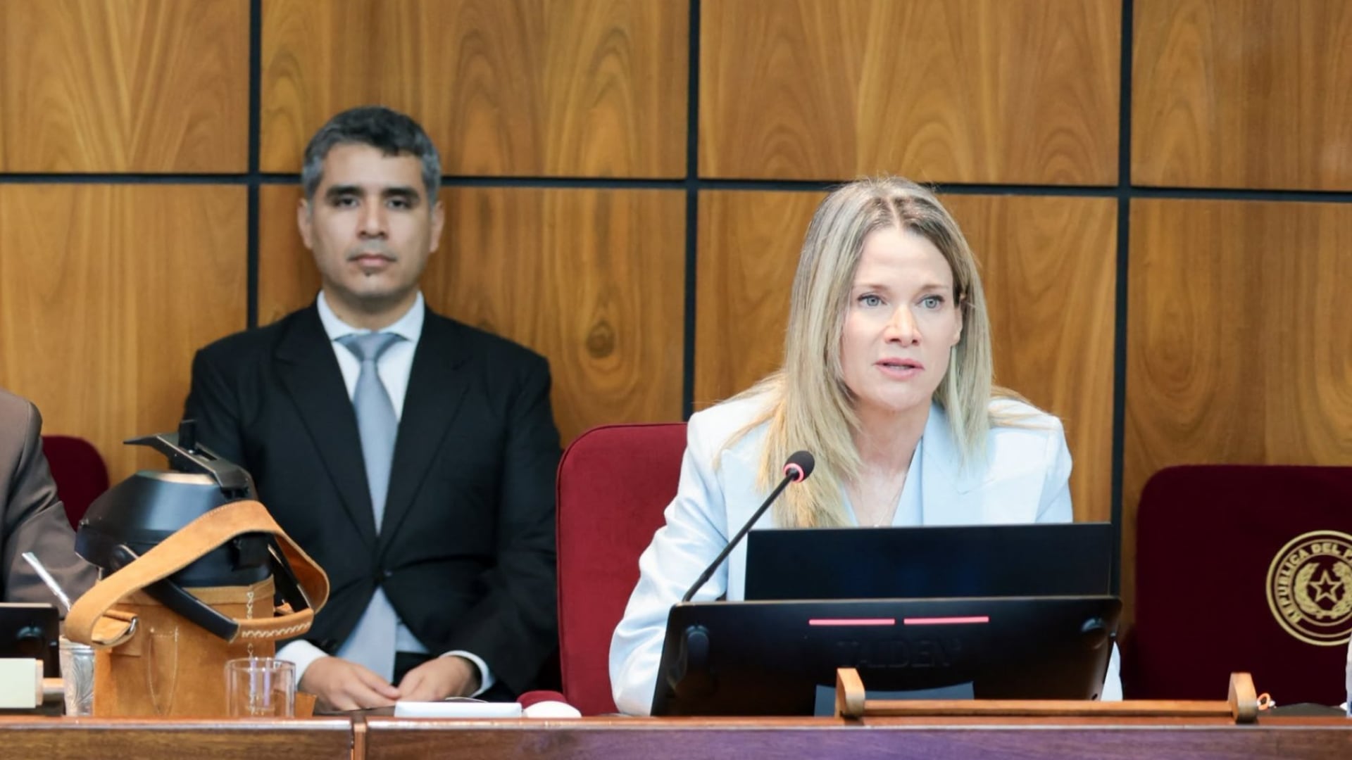 Estefanía Laterza de los Ríos en la sesión de la Comisión de Relaciones Exteriores y Asuntos Internacionales (@SenadoresPy en X)
