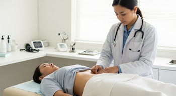 Una doctora examina cuidadosamente el