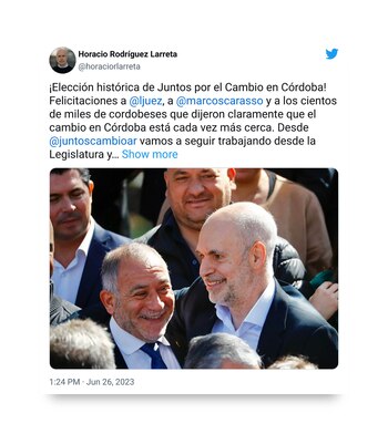 El tuit de Horacio Rodríguez