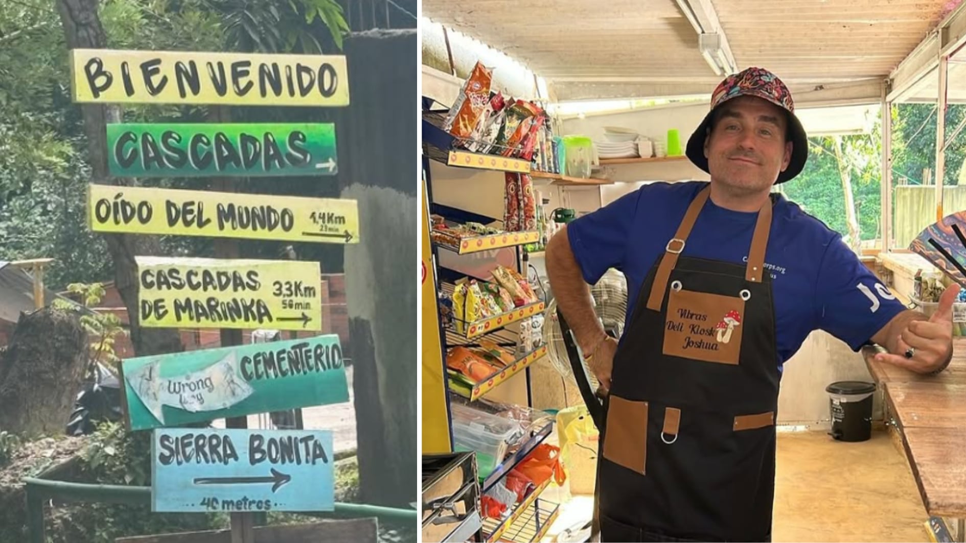 Así lucía Joshua David Linney ante los viajeros que llegaban al sector de Minca, en Santa Marta - créditos @joshuadlinney/IG | @felizviajekioskminca/IG