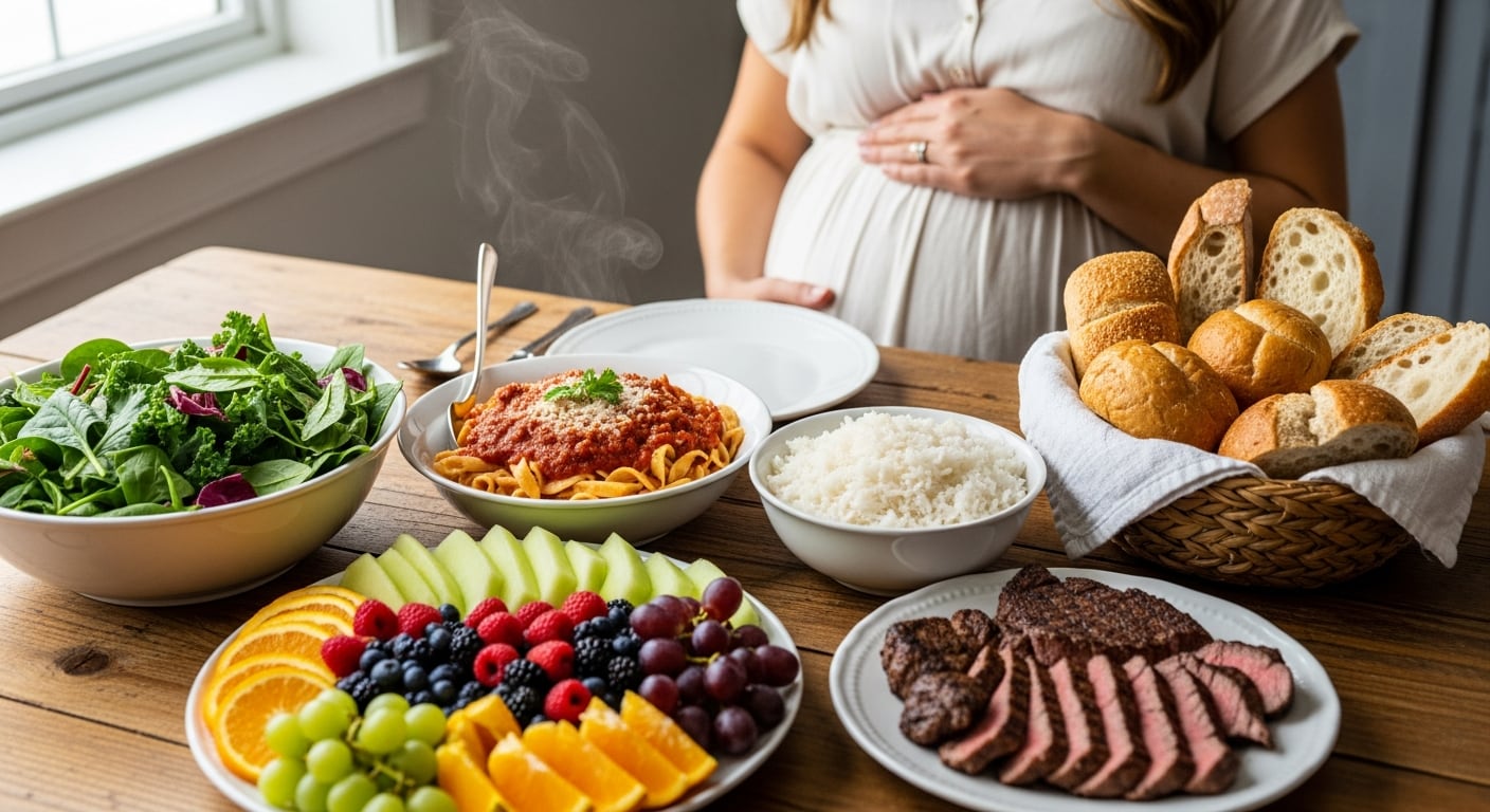 El embarazo y la lactancia requieren elevar el consumo de proteínas, micronutrientes clave como ácido fólico y adoptar estrictas medidas de seguridad alimentaria (Imagen Ilustrativa Infobae)