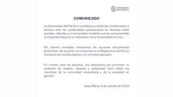 Universidad del Pacífico condena comentarios