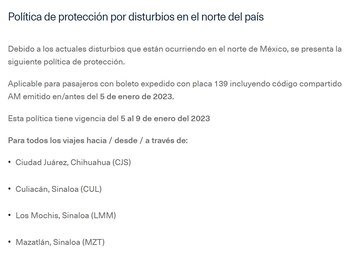 Política de protección Aeroméxico publicada
