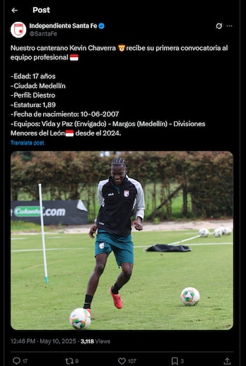 El cuadro bogotano tendrá una novedad en su nómina-crédito @SantaFe/X
