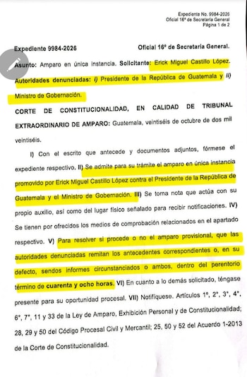 La Corte de Constitucionalidad fijó un plazo de 48 horas al presidente Bernardo Arévalo para que presente informes sobre recientes hechos de violencia.