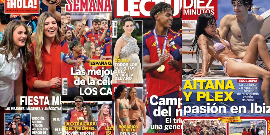 Las revistas del corazón esta semana: la victoria de la selección española en el Mundial de fútbol tiñe de rojo el kiosco
