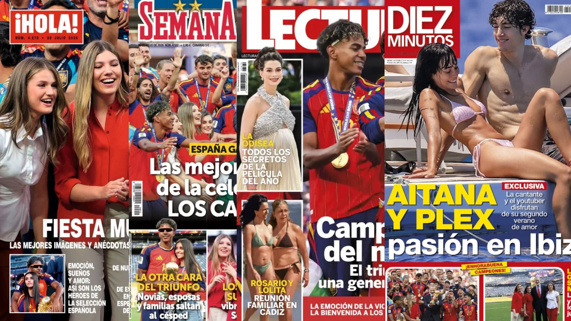 Las revistas del corazón esta semana: la victoria de la selección española en el Mundial de fútbol tiñe de rojo el kiosco