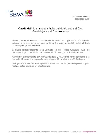 Comunicado oficial de la Liga